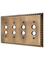 Ovolo Quad Gang Push-Button Switch Plate in Antique-By-Hand.