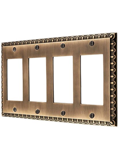 Ovolo Quad Gang GFI Cover Plate in Antique-By-Hand.