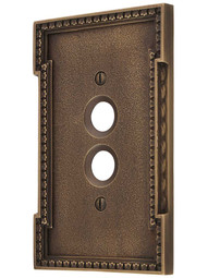 Neoclassical Single Gang Push Button Switch Plate in Antique-By-Hand.