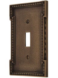 Neoclassical Single Toggle Switch Plate in Antique-By-Hand