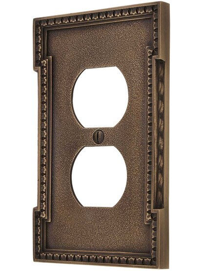 Neoclassical Duplex Outlet Cover Plate in Antique-By-Hand.