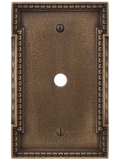 Alternate View of Neoclassical Cable Jack Cover Plate in Antique-By-Hand.