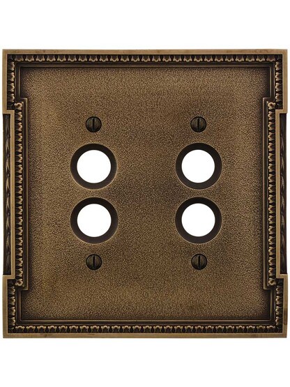 Alternate View of Neoclassical Double Gang Push Button Switch Plate in Antique-By-Hand.