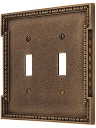 Neoclassical Double Gang Toggle Switch Plate in Antique-By-Hand.