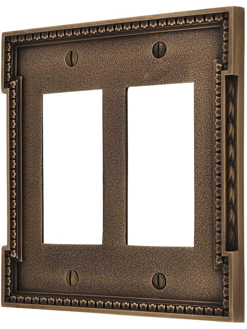 Neoclassical Double Gang GFI Cover Plate in Antique-By-Hand