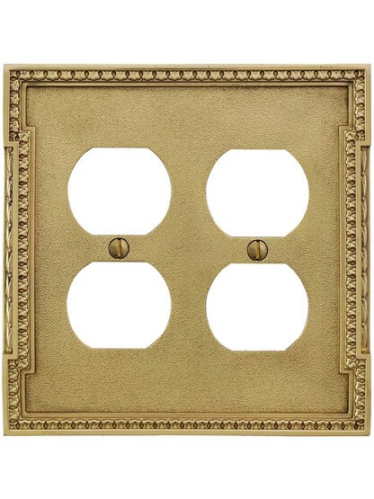 Alternate View of Neoclassical Double Gang Duplex Outlet Cover.