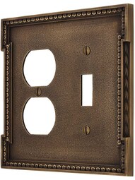 Neoclassical Toggle / Duplex Combination Switch Plate in Antique-By-Hand.