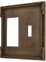 Neoclassical Toggle / GFI Combination Switch Plate in Antique-By-Hand.