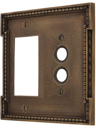 Neoclassical Push Button / GFI Combination Switch Plate in Antique-By-Hand.