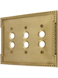 Neoclassical Triple Gang Push Button Switch Plate.