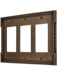 Neoclassical Triple Gang GFI Cover Plate in Antique-By-Hand