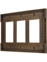 Neoclassical Triple Gang GFI Cover Plate in Antique-By-Hand