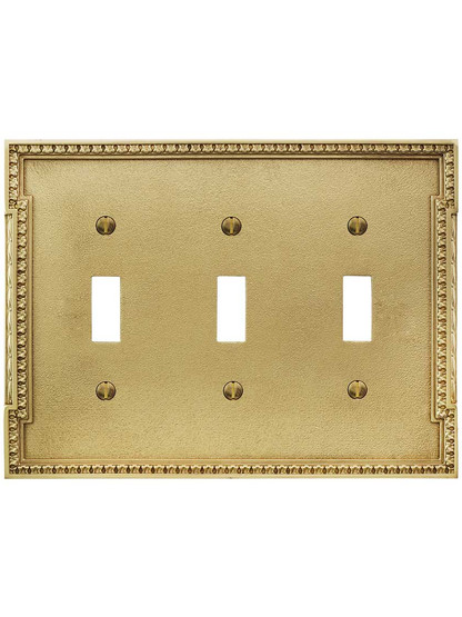 Alternate View of Neoclassical Triple Gang Toggle Switch Plate.