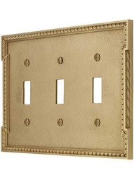 Neoclassical Triple Gang Toggle Switch Plate.