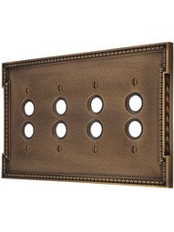 Neoclassical Quad Gang Push Button Switch Plate in Antique-By-Hand.