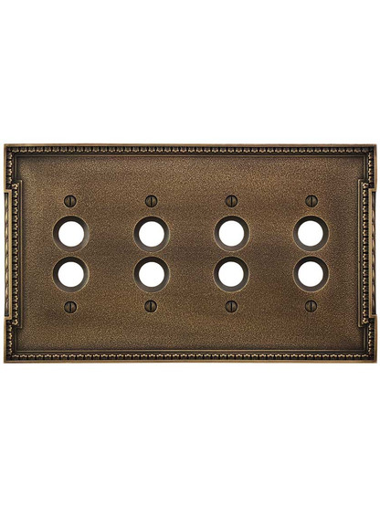 Neoclassical Quad Gang Push Button Switch Plate in Antique-By-Hand