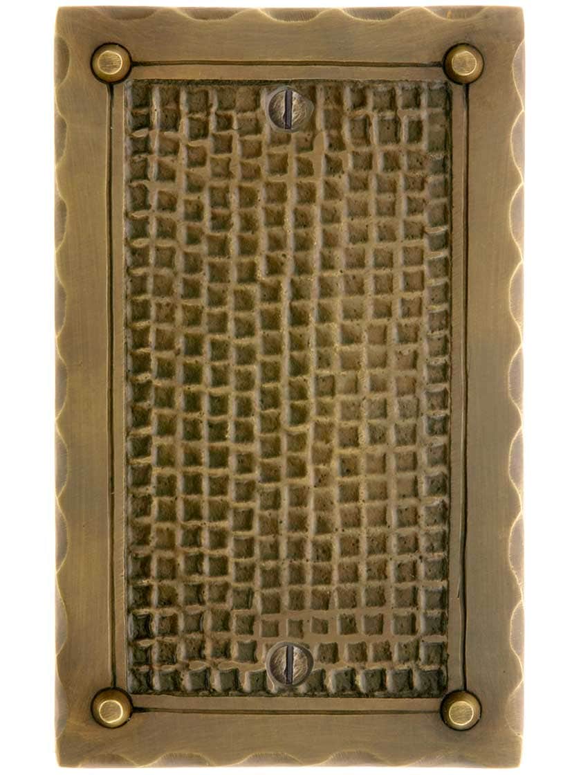 Alternate View of Bungalow Style Single Blank Switch Plate In Solid Cast Brass.