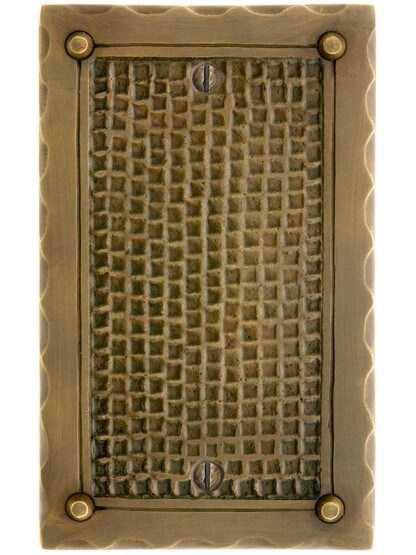 Alternate View of Bungalow Style Single Blank Switch Plate In Solid Cast Brass.