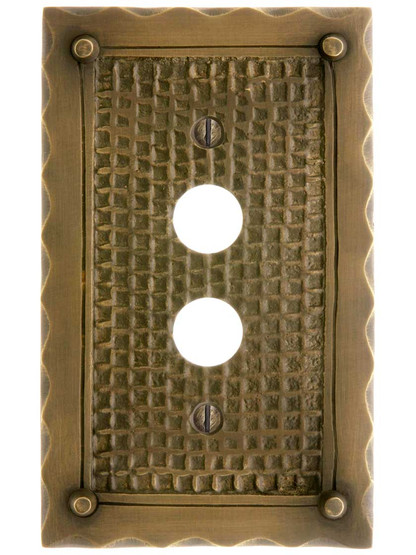 Alternate View of Bungalow Style Single Push Button Switch Plate In Solid Cast Brass.