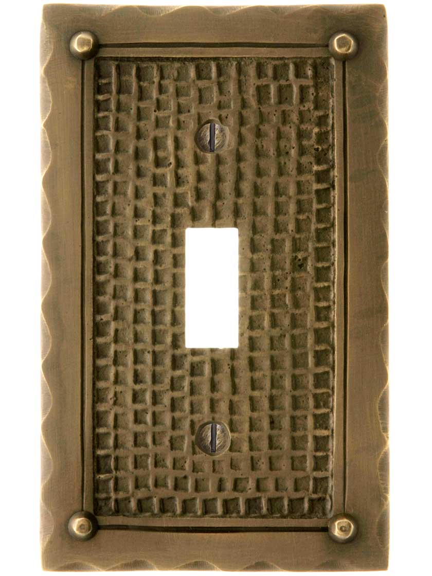 Alternate View of Bungalow Style Single Toggle Switch Plate In Solid Cast Brass.