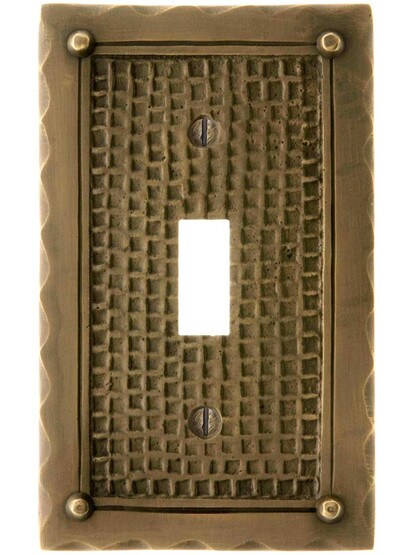 Alternate View of Bungalow Style Single Toggle Switch Plate In Solid Cast Brass.