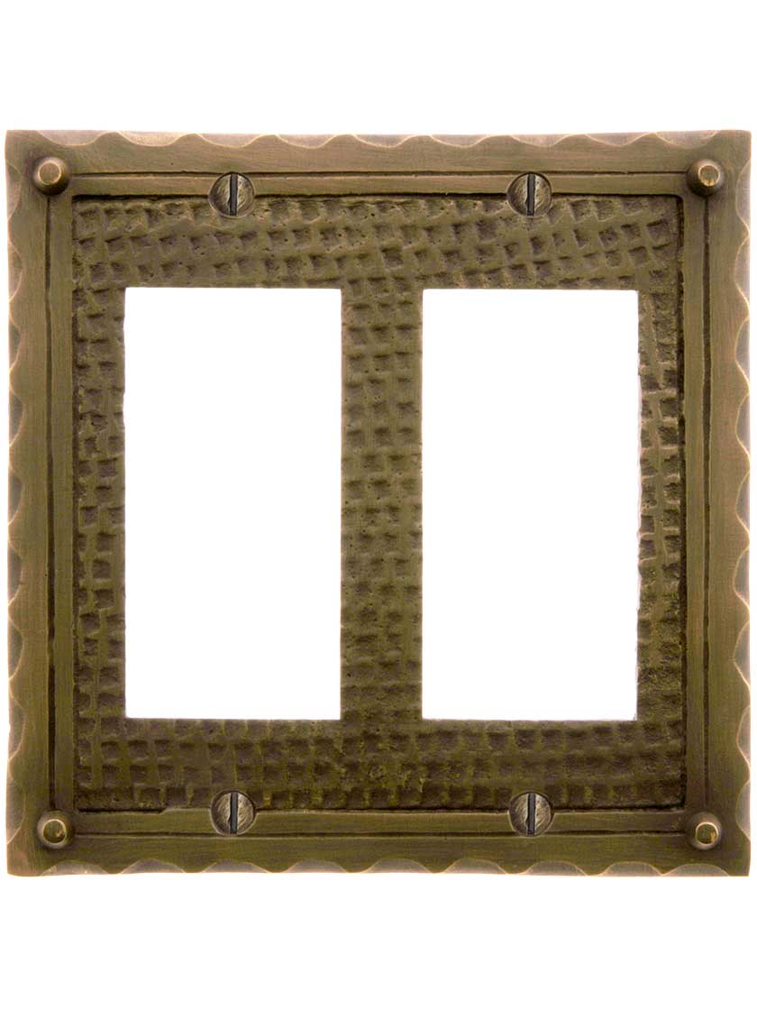 Alternate View of Bungalow Style Double GFI Cover Plate In Solid Cast Brass.