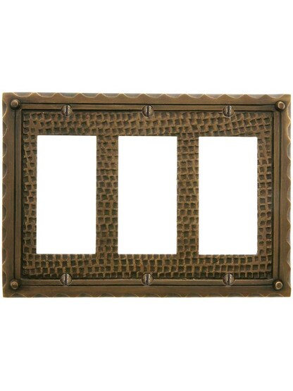 Alternate View of Bungalow Style Triple GFI Cover Plate In Solid Cast Brass.