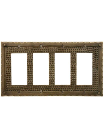 Alternate View of Bungalow Style Quad GFI Cover Plate In Solid Cast Brass.