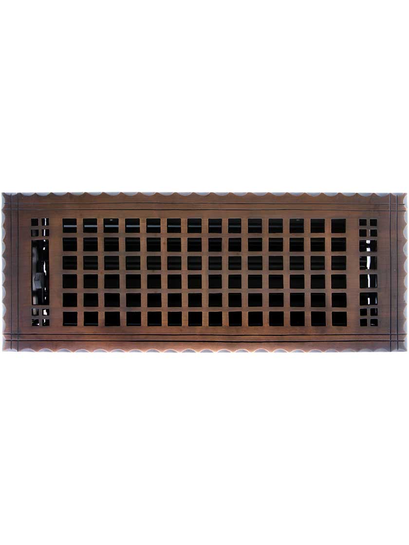 Alternate View of Arts and Crafts Premium Brass Floor Register - With Adjustable Louver