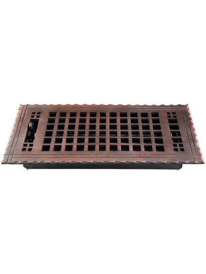 Alternate View 2 of Arts and Crafts Premium Brass Floor Register - With Adjustable Louver