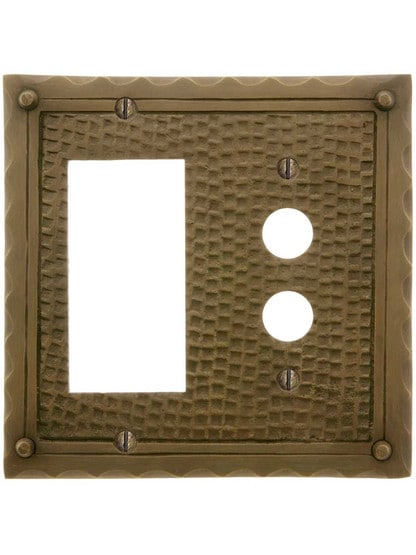 Alternate View of Bungalow Style Push Button / GFI Combination Switch Plate In Solid Cast Brass.