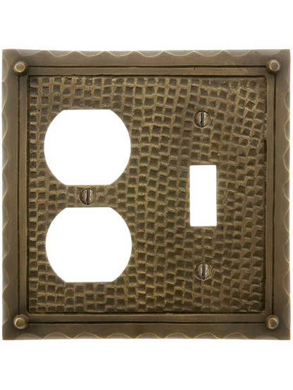 Alternate View of Bungalow Style Toggle / Duplex Combination Switch Plate In Solid Cast Brass.