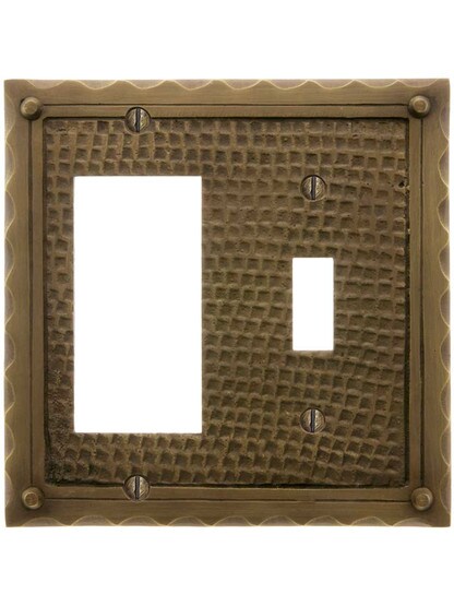 Alternate View of Bungalow Style Toggle / GFI Combination Switch Plate In Solid Cast Brass.