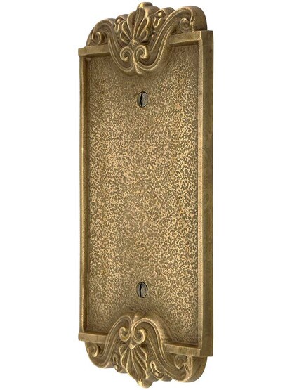 Art Nouveau Single Blank Switch Plate Cover in Antique-By-Hand Finish.