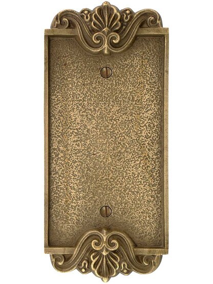 Alternate View of Art Nouveau Single Blank Switch Plate Cover in Antique-By-Hand Finish.