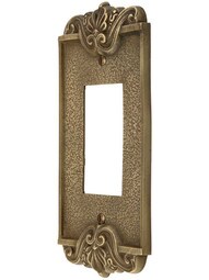 Art Nouveau Single GFI Cover Plate In Antique-By-Hand Finish.