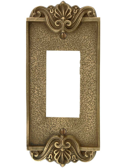 Alternate View of Art Nouveau Single GFI Cover Plate In Antique-By-Hand Finish.