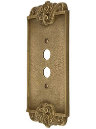 Art Nouveau Single Push Button Cover Plate In Antique-By-Hand Finish