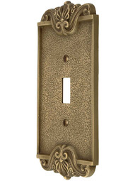Art Nouveau Single Toggle Cover Plate In Antique-By-Hand Finish.