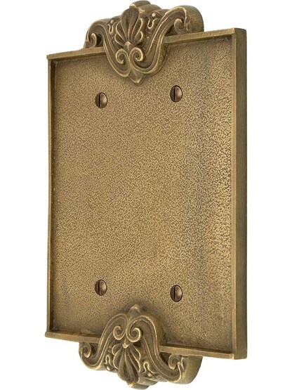 Art Nouveau Double Blank Switch Plate Cover in Antique-By-Hand Finish.
