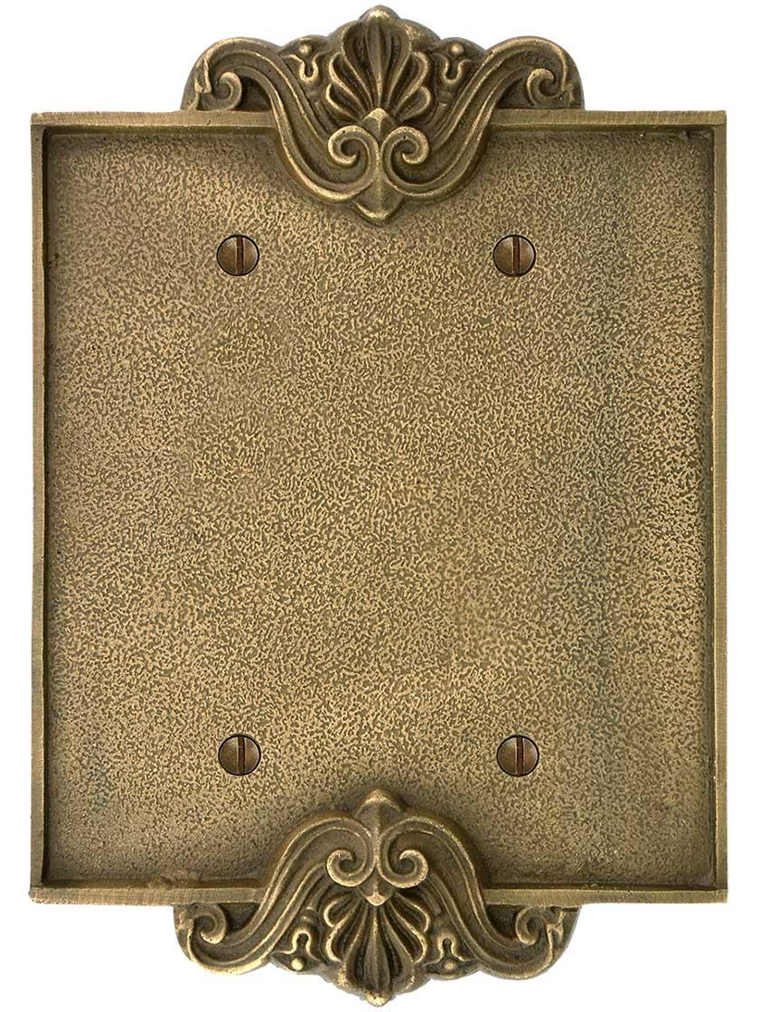 Alternate View of Art Nouveau Double Blank Switch Plate Cover in Antique-By-Hand Finish.
