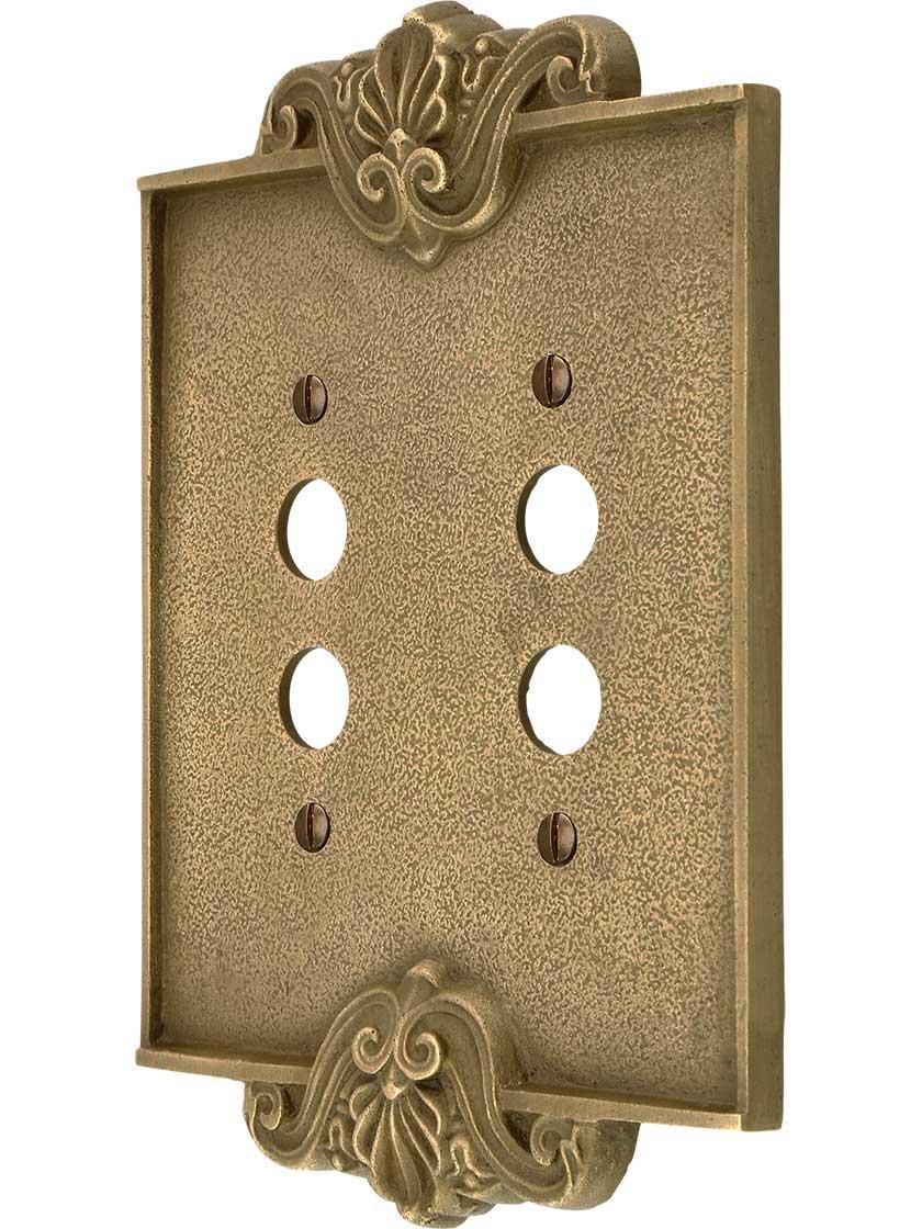 Art Nouveau Double Push Button Cover Plate In Antique-By-Hand