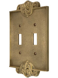 Art Nouveau Double Toggle Cover Plate In Antique-By-Hand Finish.