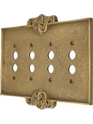 Art Nouveau Quad Gang Push Button Switch Plate In Antique-By-Hand Finish