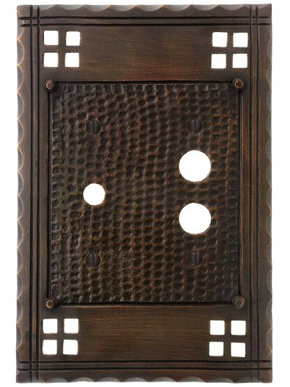 Alternate View of Arts and Crafts Push Button/Rotary Dimmer Combination Switch Plate.