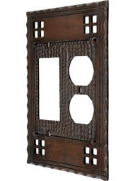 Arts and Crafts Duplex / GFI Combination Switch Plate In Oil-Rubbed Bronze