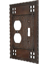 Arts and Crafts Toggle / Duplex Combination Switch Plate In Oil-Rubbed Bronze.