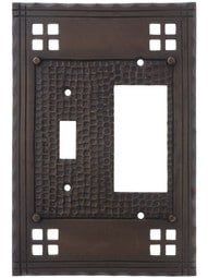 Arts and Crafts Toggle / GFI Combination Switch Plate in Oil Rubbed Bronze.