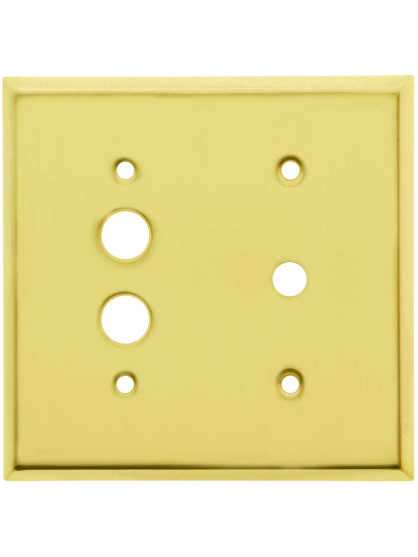 Classic Push Button / Rotary Dimmer Combo Switchplate in Pressed Brass or Steel