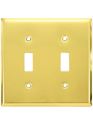 Classic Double Toggle Switch Plate In Pressed Brass or Steel